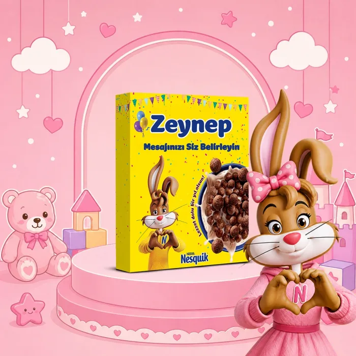 Kişiye Özel İsimli Kız Çocuk Nesquik Hediye Kutusu