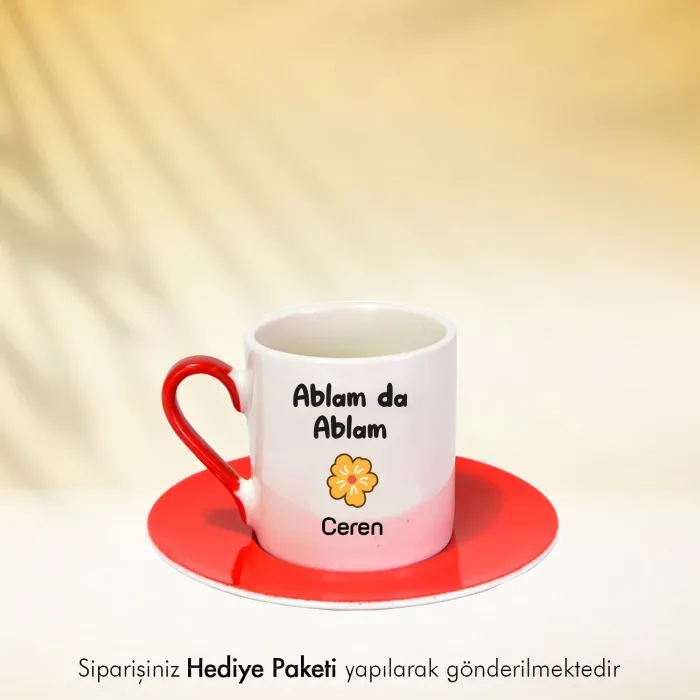 Ablam Da Ablam Özel İsimli Hediye Kırmızı Fincan