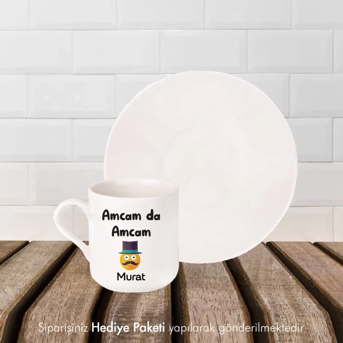 Amcam Da Amcam Kişiye Özel İsimli Hediye Beyaz Fincan