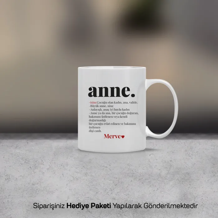 Anne Kelime Anlamlı İsimli Kupa Bardak