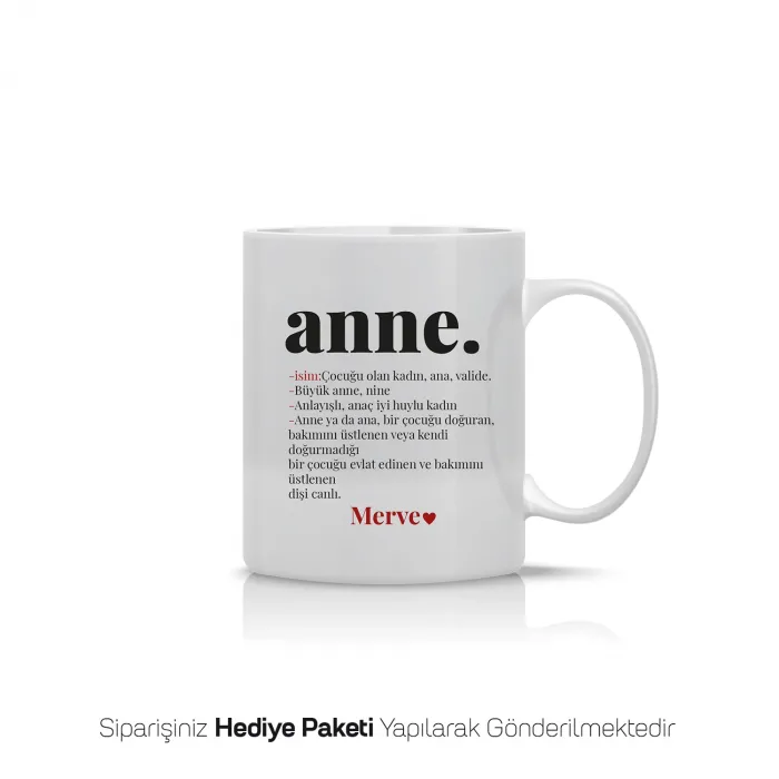 Anne Kelime Anlamlı İsimli Kupa Bardak