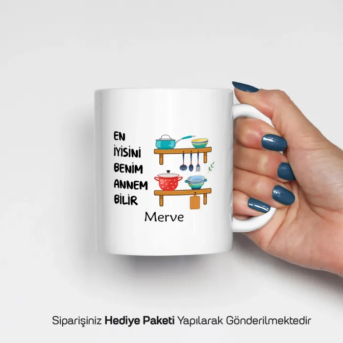 Annem Bilir Tasarımlı Kişiye Özel İsimli Kupa Bardak