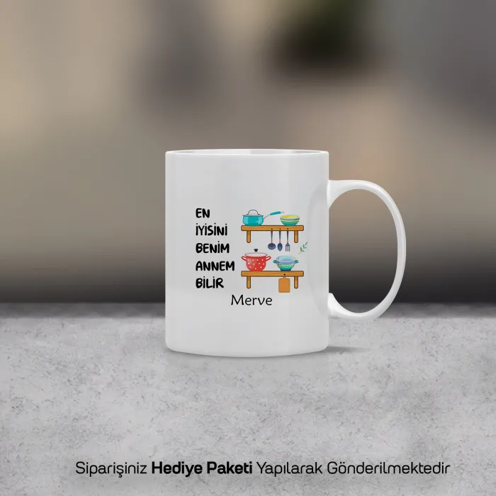 Annem Bilir Tasarımlı Kişiye Özel İsimli Kupa Bardak
