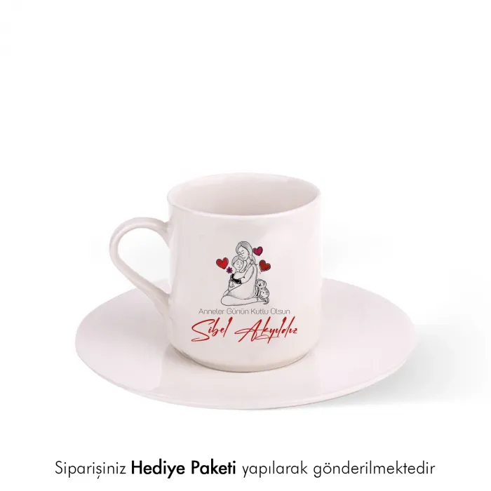 Anneye Hediye İsimli Beyaz Fincan