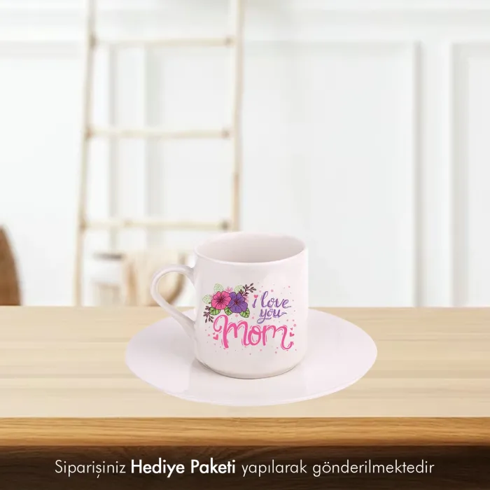 Anneye İsimli Hediye Beyaz Fincan