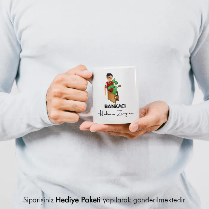 Bankacıya Tasarımlı Hediye Kupa Bardak