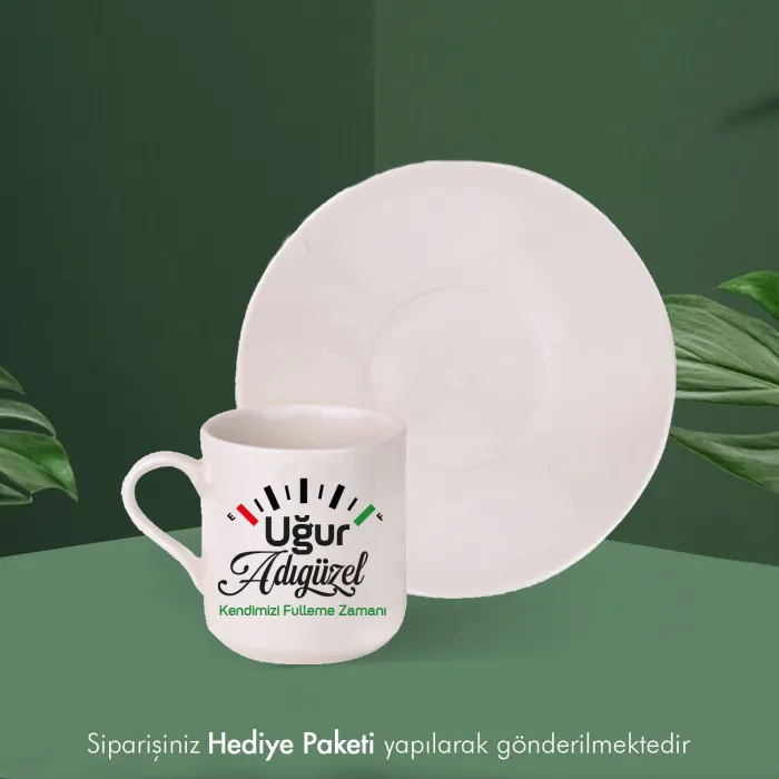Kişiye Özel İsimli Hediye Beyaz Kahve Fincanı