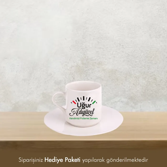 Kişiye Özel İsimli Hediye Beyaz Kahve Fincanı