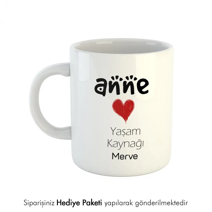 Anneye Özel İsimli Hediye Kupa