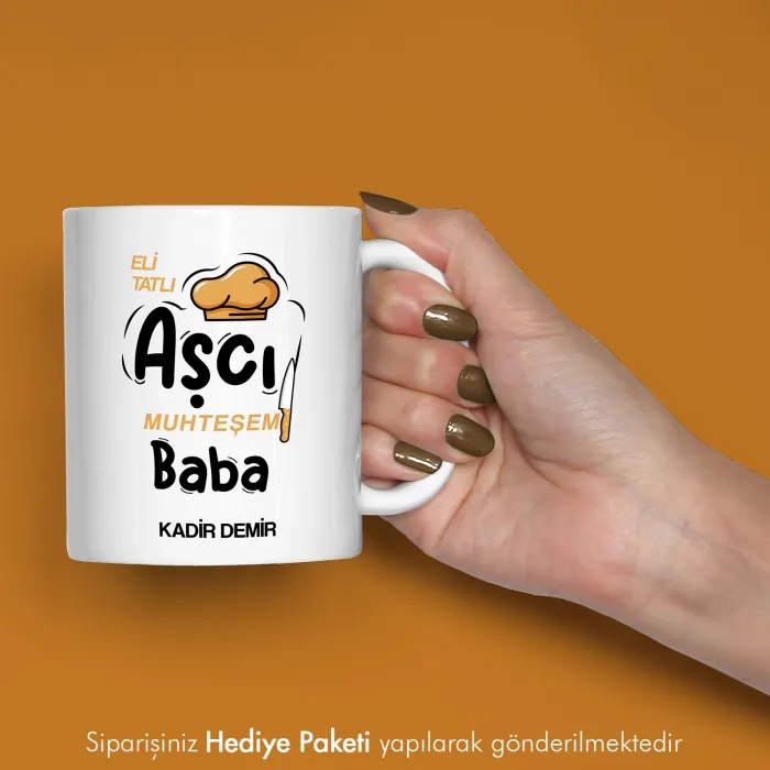 Aşçı Babaya Hediye İsme Özel Esprili Kupa Bardak