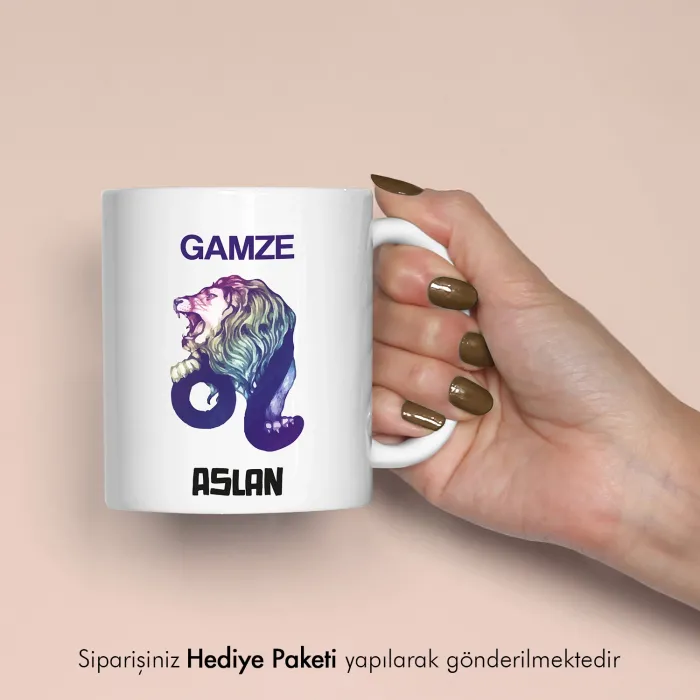 Aslan Burcuna Hediye Kupa Bardak
