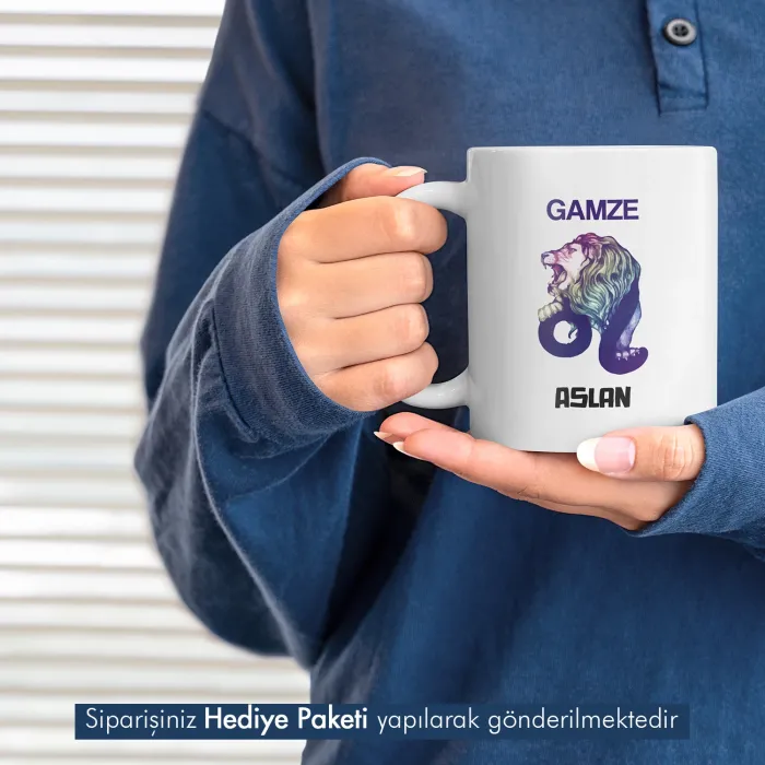 Aslan Burcuna Hediye Kupa Bardak