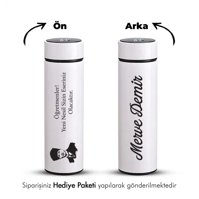 Atatürk Temalı Öğretmenler Günü Hediyesi İsimli Termos