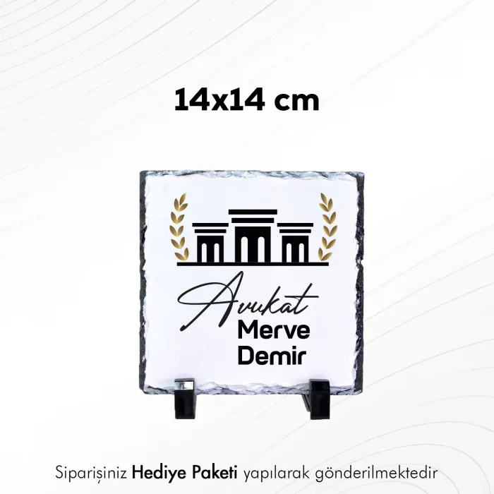 Avukata Özel İsim Baskılı Doğal Taş