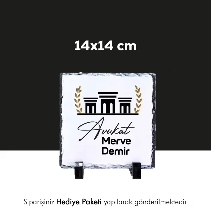 Avukata Özel İsim Baskılı Doğal Taş