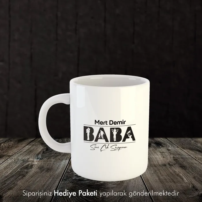Baba Yazılı Kişiye Özel İsimli Kupa Bardak