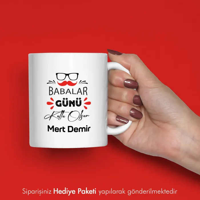 Babalar Günün Kutlu Olsun Kişiye Özel İsimli Kupa Bardak