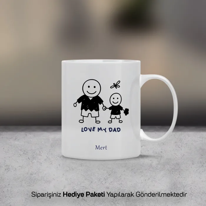 Babamı Seviyorum Yazılı Kişiye Özel Kupa Bardak