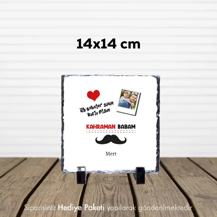 Babalar Gününe Özel Fotoğraflı İsimli Doğaltaş