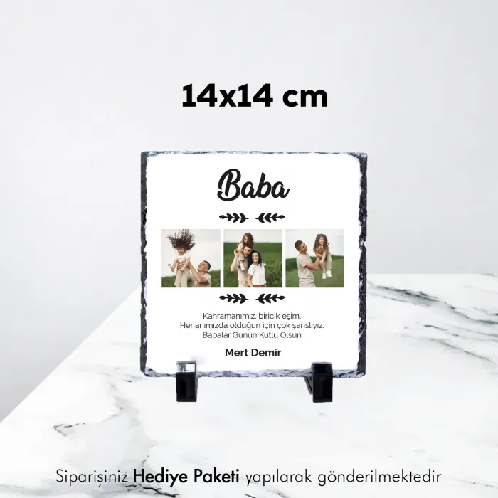 Babalar Gününe Özel Fotoğraf Ve İsimli Doğal Taş