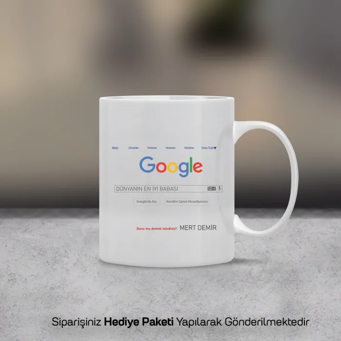 Babalar Gününe Google Temalı Kişiye Özel Kupa Bardak