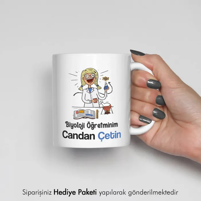 Biyoloji Öğretmeni Tasarımlı Hediye Kupa Bardak