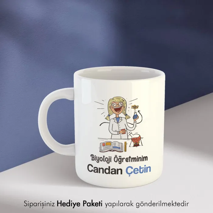 Biyoloji Öğretmeni Tasarımlı Hediye Kupa Bardak