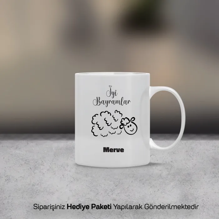 Bayrama Özel Kuzulu İsimli Kupa Bardak