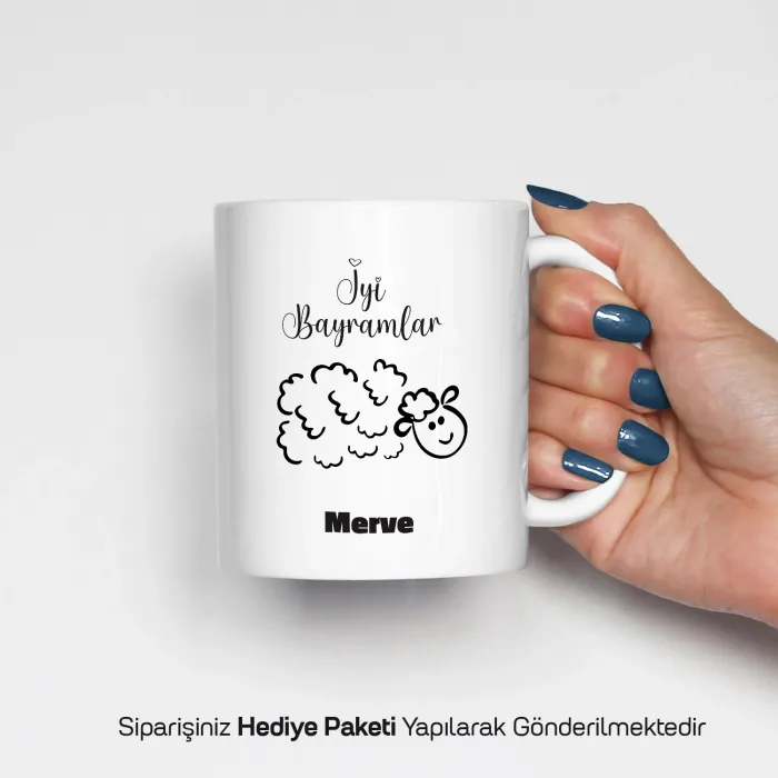 Bayrama Özel Kuzulu İsimli Kupa Bardak