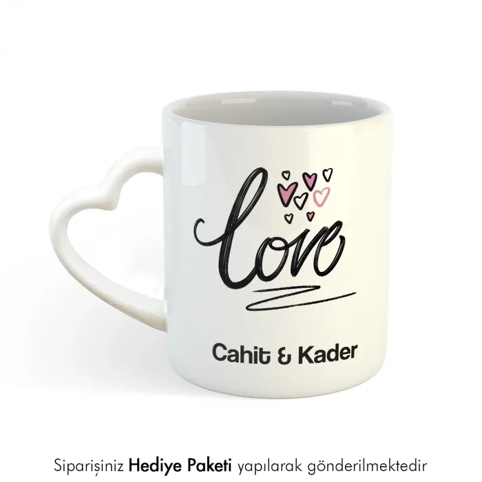 Beyaz Kalpli Hediye Kupa Bardak