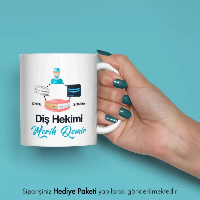 Diş Hekimi Tasarımlı Hediye Kupa Bardak