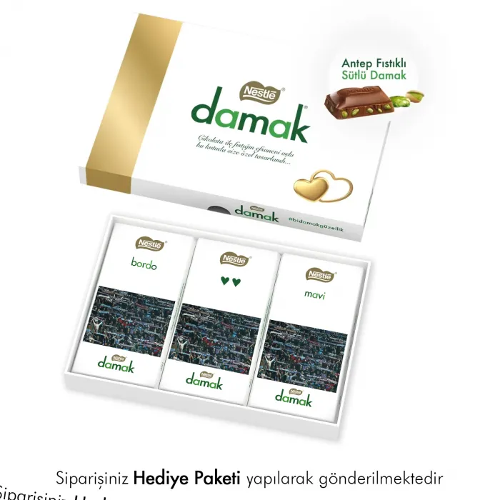 Bordo-Mavi Sevda Kişiye Özel Nestle Damak Çikolata Paketi
