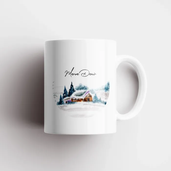 Kış Temalı Kişiye Özel İsimli Kupa Bardak