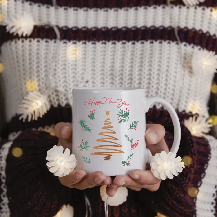 Çam Desenli Yılbaşı Kupası