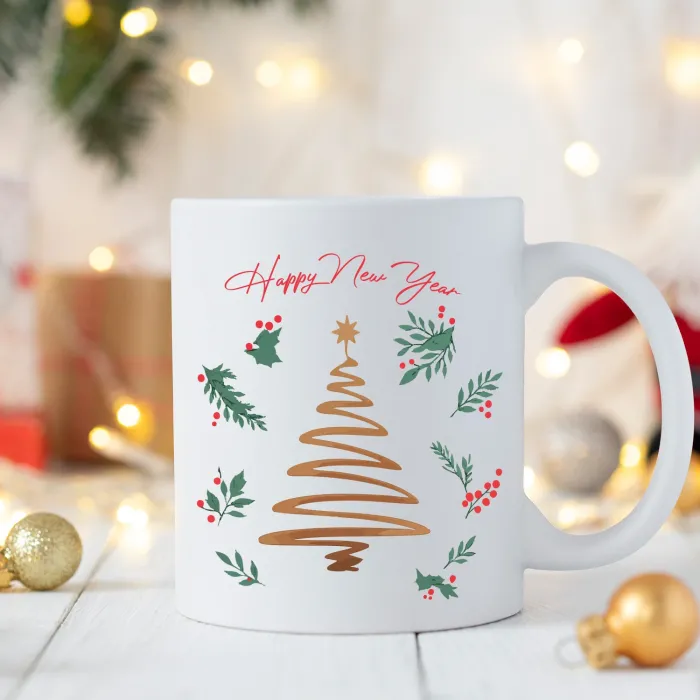 Çam Desenli Yılbaşı Kupası