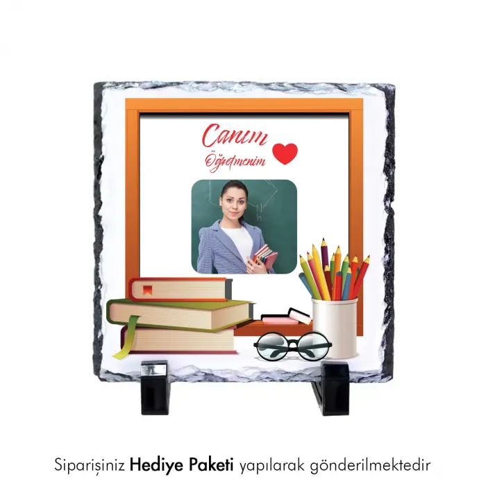 Canım Öğretmenim Temalı Kişiye Fotoğraflı Doğal Taş