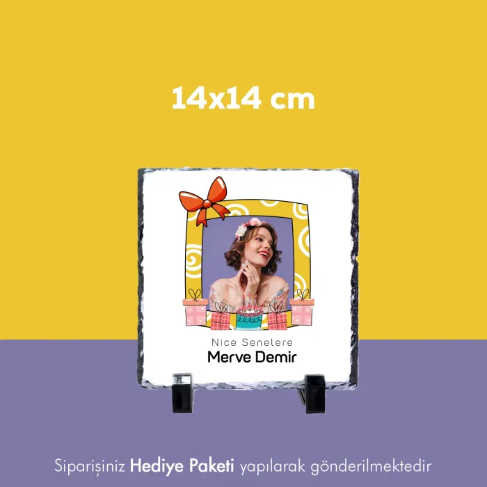 Doğum Gününe Özel Fotoğraf ve İsim Baskılı Doğal Taş