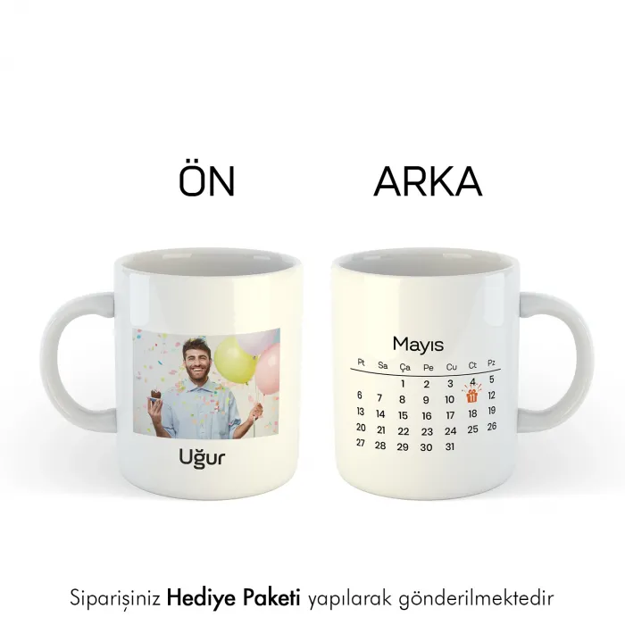 Doğum Gününe Özel Takvim Temalı Kupa Bardak