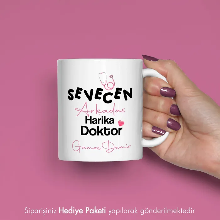 Doktor Arkadaşa Hediye İsme Özel Esprili Kupa Bardak
