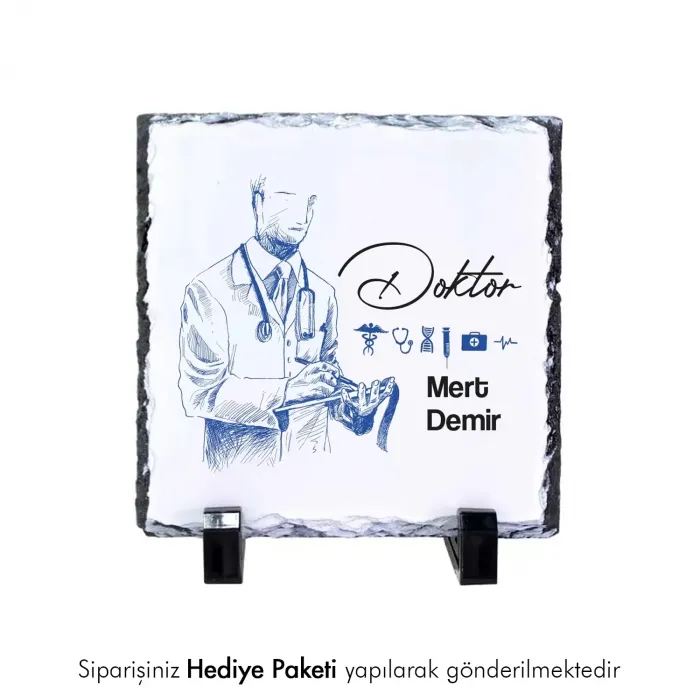 Doktora Özel İsim Baskılı Doğal Taş