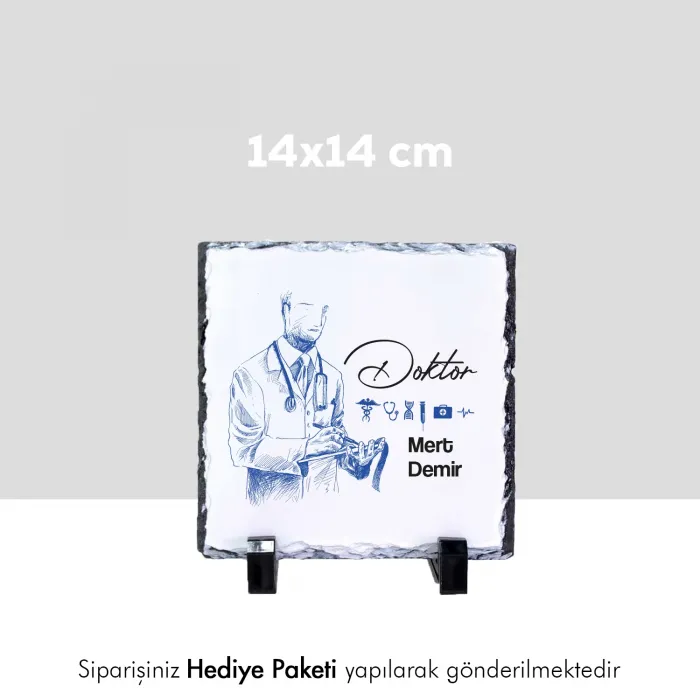 Doktora Özel İsim Baskılı Doğal Taş