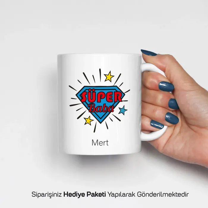 Babalar Gününe Özel Süper Kahraman Temalı İsimli Kupa Bardak