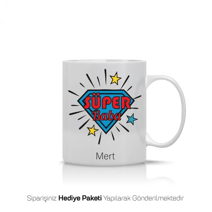 Babalar Gününe Özel Süper Kahraman Temalı İsimli Kupa Bardak