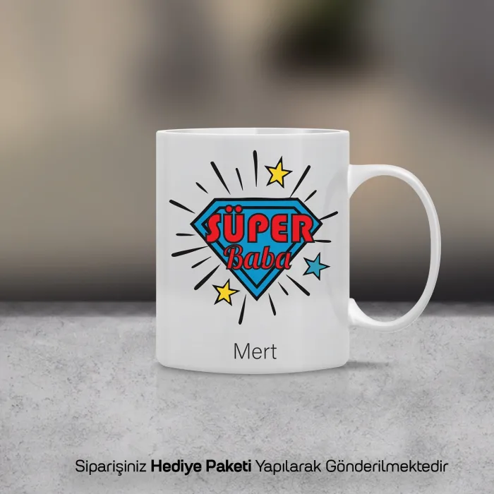 Babalar Gününe Özel Süper Kahraman Temalı İsimli Kupa Bardak
