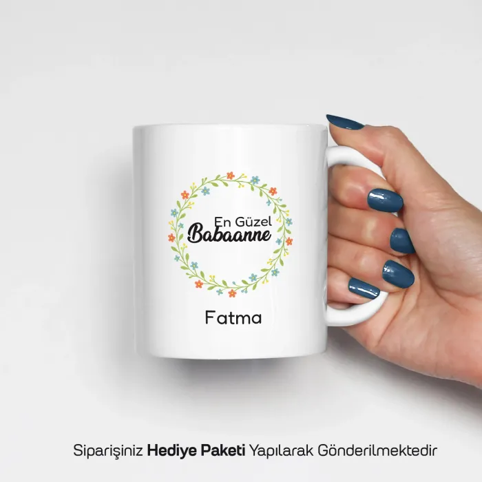En Güzel Babaanne Yazılı Kişiye Özel İsimli Kupa Bardak