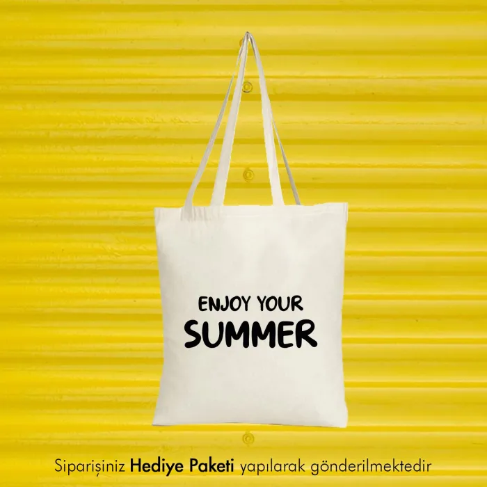 Enjoy Your Summer Tasarımlı Askılı Bez Çanta