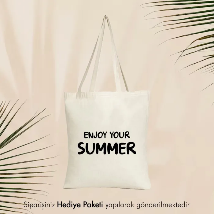 Enjoy Your Summer Tasarımlı Askılı Bez Çanta