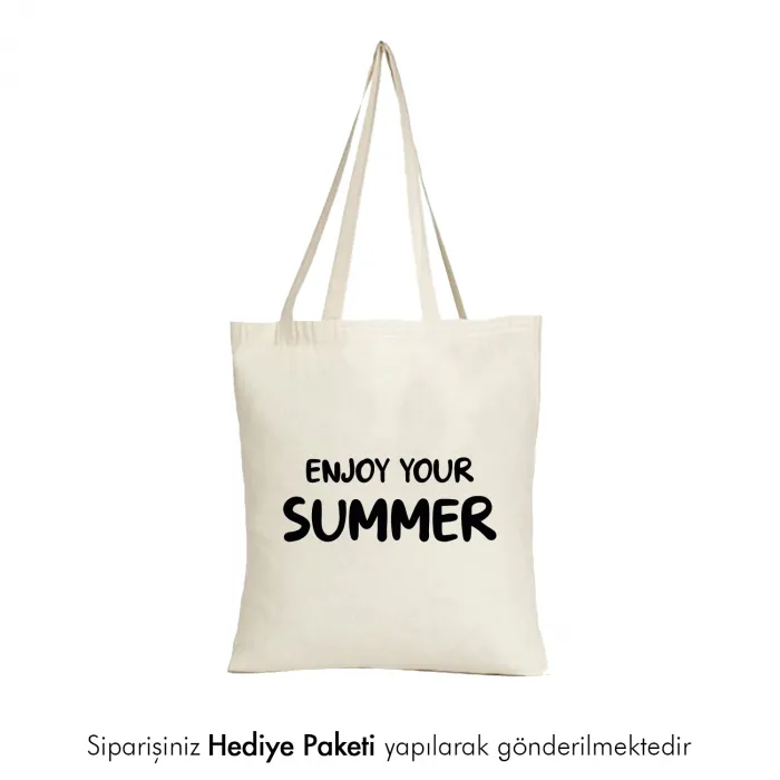 Enjoy Your Summer Tasarımlı Askılı Bez Çanta