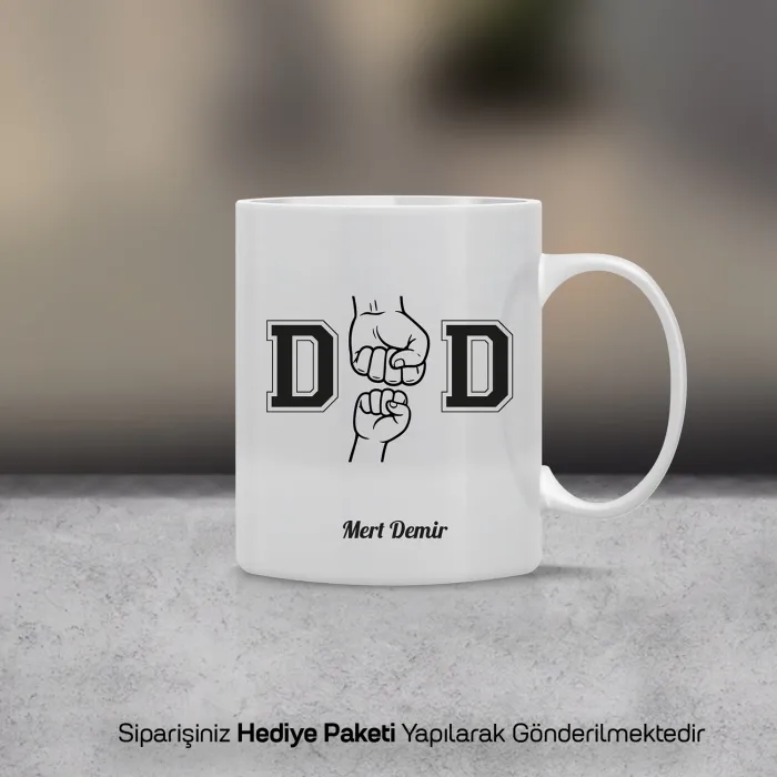 Babalar Gününe Birleşen Yumruk Kişiye Özel Kupa Bardak