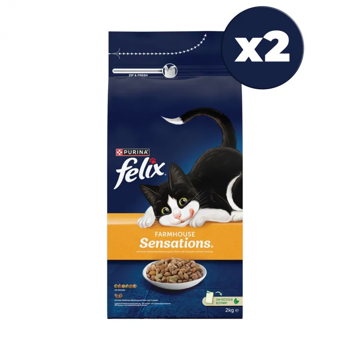 Felix Farmhouse Sensations Tavuklu ve Hindili 2x2 Kg Yetişkin Kuru Kedi Maması